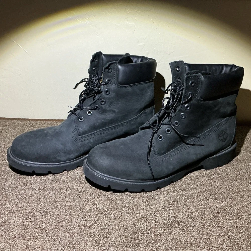 Timberland Black Nubuck Leather Boots Men 12/46 19038 6